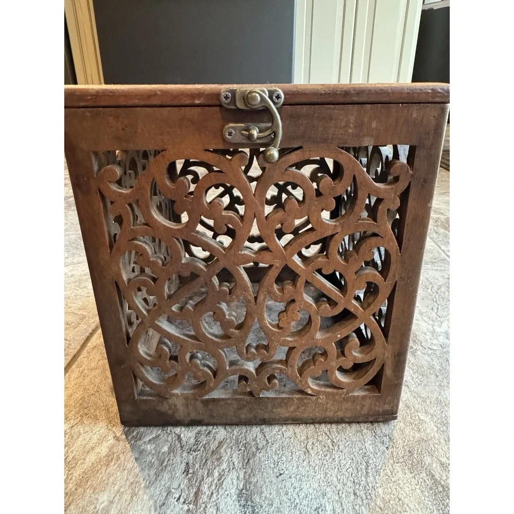 Stunning 1990s Maitland Smith Hand Carved Teak Box Antique Vintage OOAK Art Deco